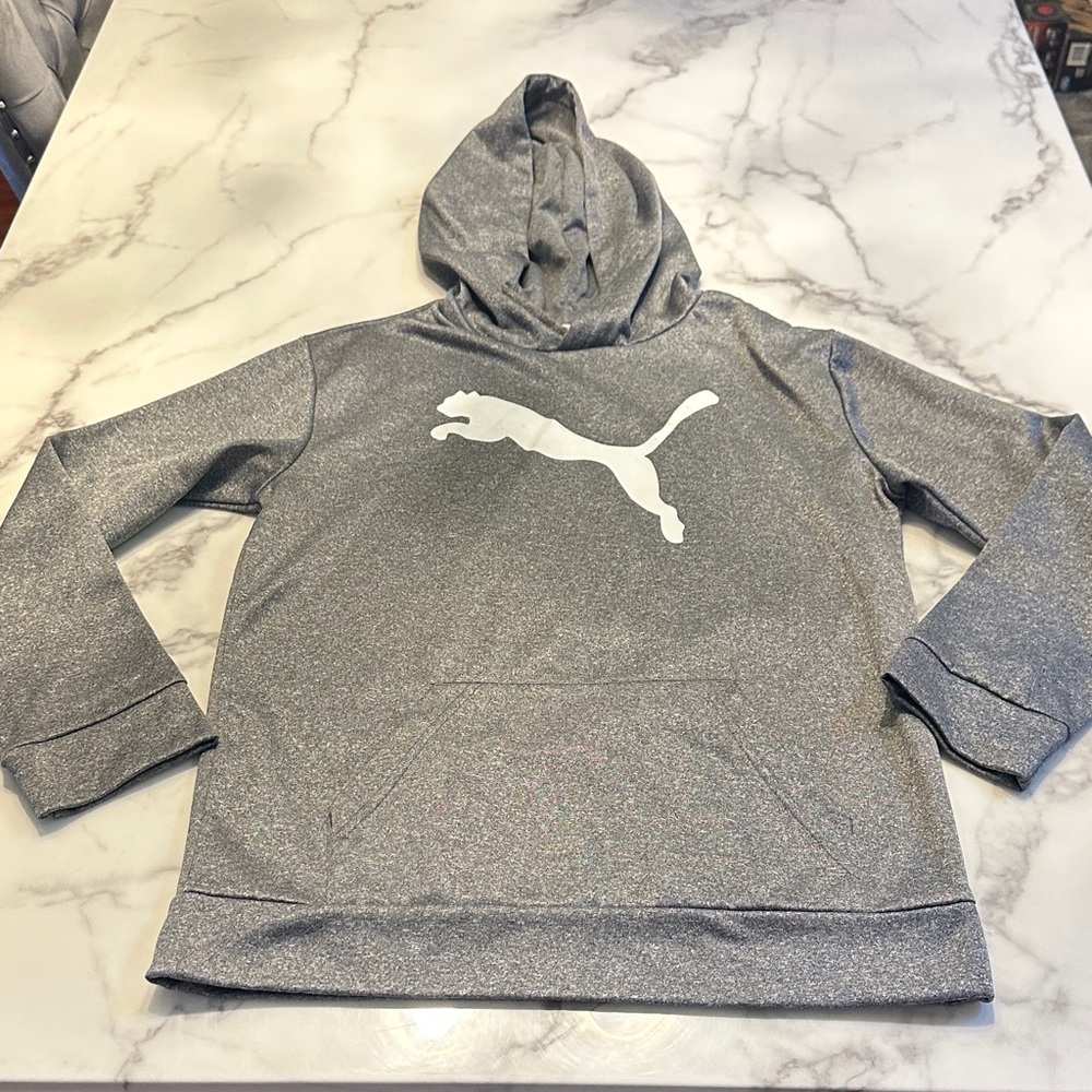 Puma Heather Gray Hoodie with White Logo